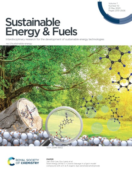 cover page of Sustainable energy & fuels magazine. The artwork shows trees and molecular structures.